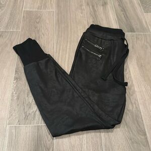 Dance & Marvel Women’s Leather Pants With Drawstring and Zipper Pockets Size S